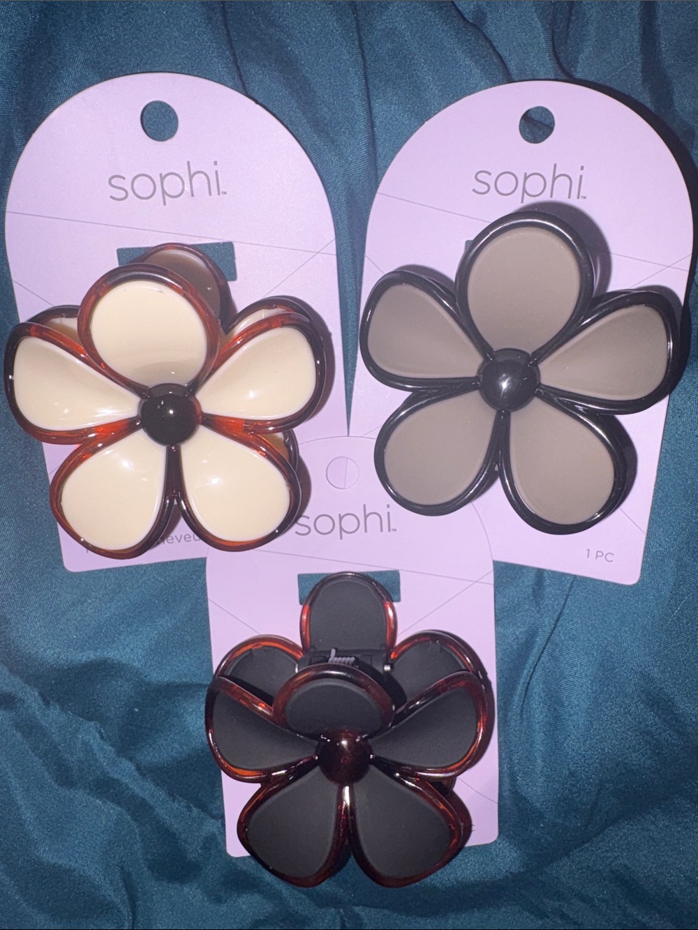 3 - Sophie Floral Hair Claw Clip - Beige, Taupe, Black, Brown Options